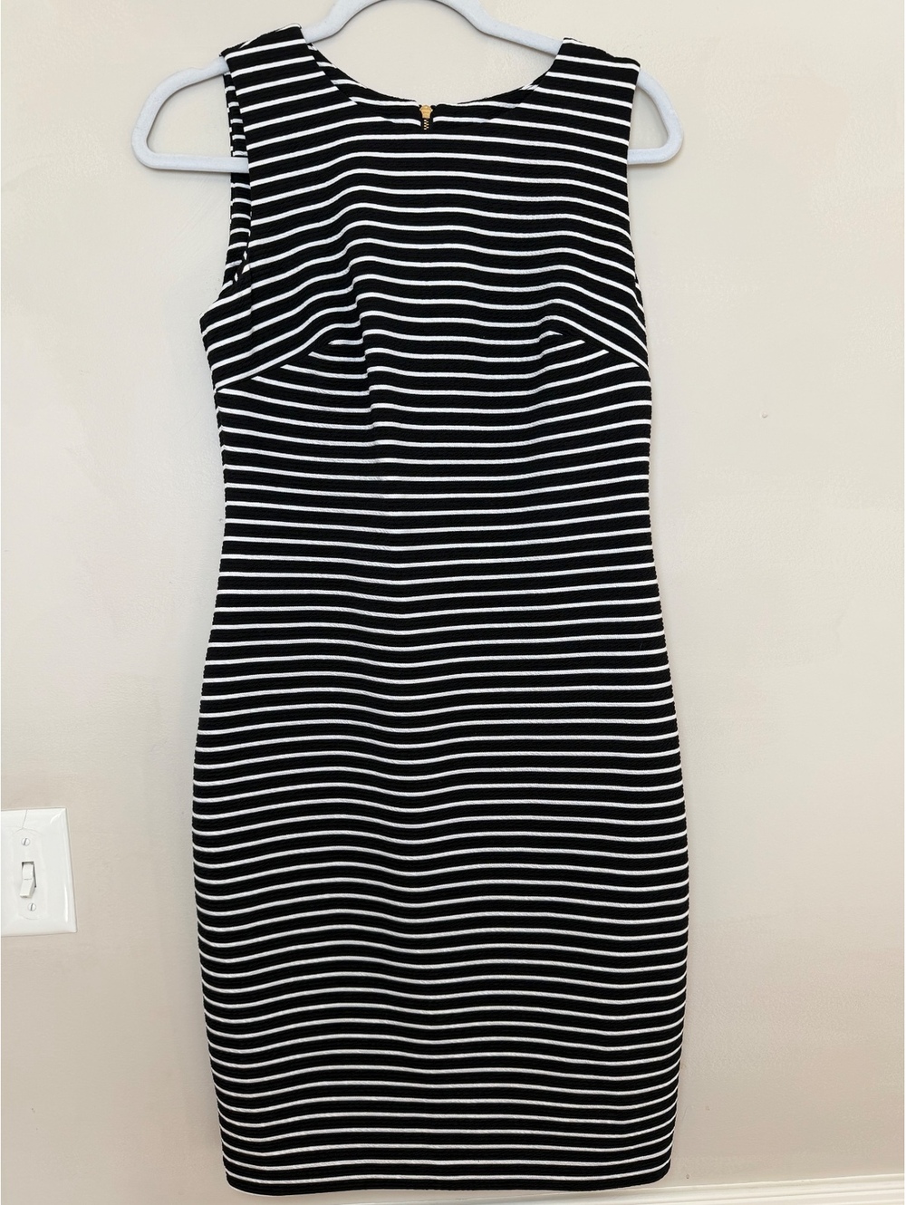 Chaps Women's Black and White Striped Sleeveless Sheath Dress Size 6